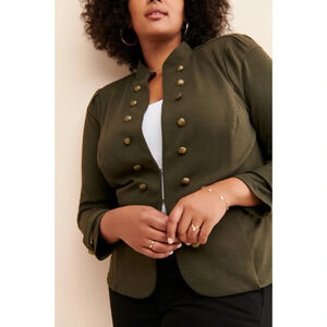 Modcloth Climb The Ranks Green Jacket